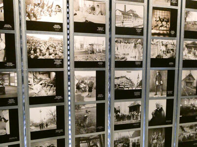 Array of historical photos, mostly sepia or black-and-white.