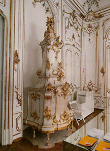 Statuary adorned with gold trim