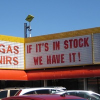 Sign reading: "If it's in stock, we have it"