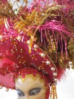 closeup showing headdress of showgirl ornament