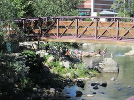 Closer view of wooden bridge