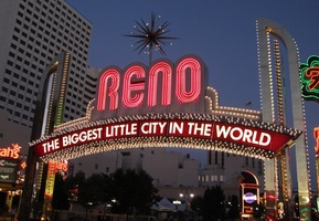 Straight-on view of sign at night