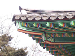 Painted roof beams at T'apkol Park 