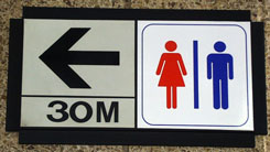 Distance to Restroom sign 