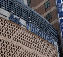 Interesting latticework on hotel facade