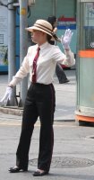 Female parking attendant