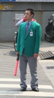 Very formal parking attendant