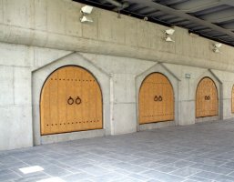 Faux doors under river walk