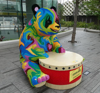 panda made of multicolored legos