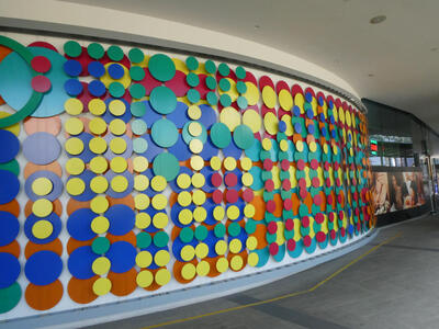 multicolored dots on wall