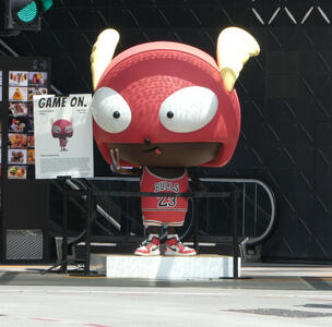 anime statue outside funan mall