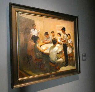 students at circular table
