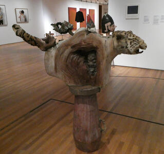 sculpture of tiger with hollow body