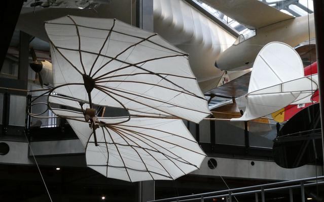 Glider with white fabric wings and tail