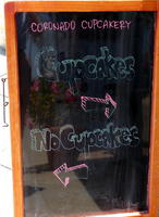 Sign at cupcake shop
