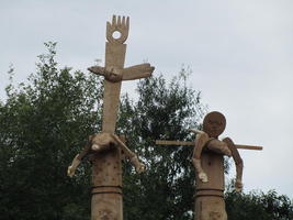 Top of totem poles at Museum of American Indian