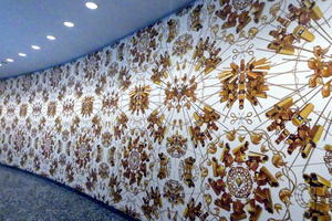 Wallpaper with images of surveillance cameras, handcuffs, and twitter logos