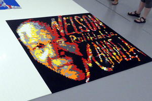 Image of Nelson Mandela made from Lego pieces