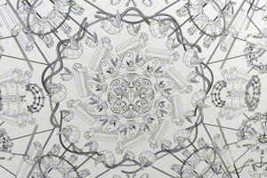 Close up of black and white version of wallpaper
