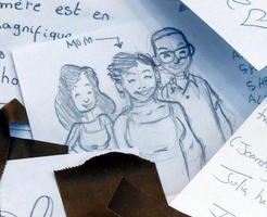 Line drawing of family