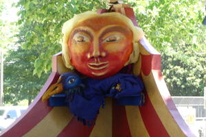 Larage mask at puppet making tent
