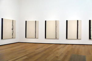 Paintings with vertical black stripes