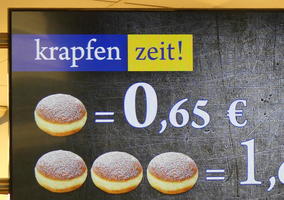 Advert for donuts at a bakery
