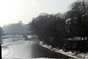 View of another bridge, river, and trees