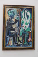 Abstract of artist drawing nude woman