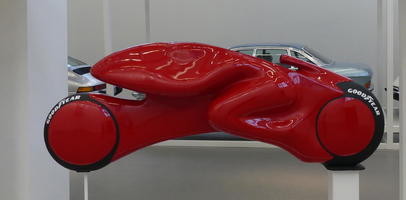 Bight red streamlined motorcycle