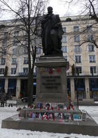 Monument showing original and Jackson memorabilia at base