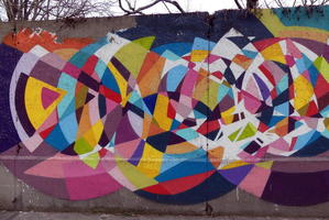 Mulicolored abstract with many circular shapes