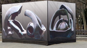 Abstract painting on large box