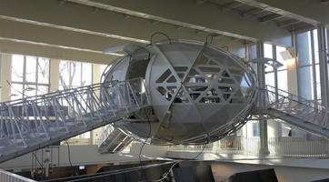 Egg-shaped room suspended above second floor