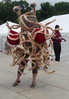 Person in flying spaghetti monster costume