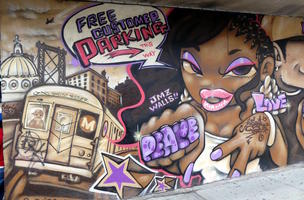 M subway car, and african-american woman in makeup