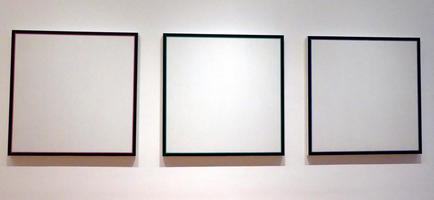 Blank canvases with thin red, green, and bue borders