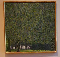 Painting of trees; mostly foliage covering canvas