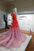 Red and pink flowing dress