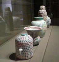 Ceramics with colored polka dots