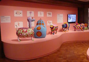 Plush multi-colored whimsical creatures