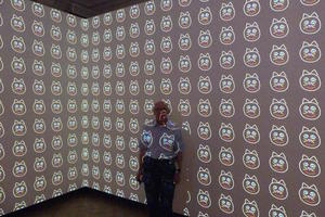 Me in front of cat pattern