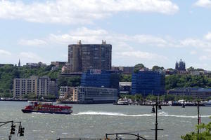 River view from Highline; tour boat on river