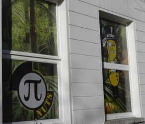 signage pi nuts closeup