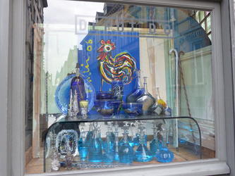 blue glassware