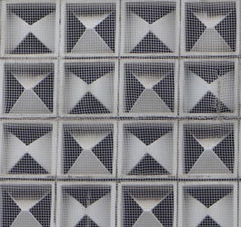 Diamond patterns on front of building