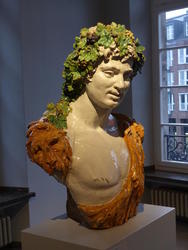 bust man grapes in hair