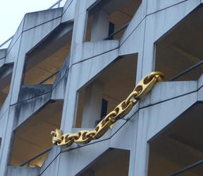 gold chain on parkkng garage