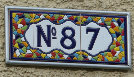 geometric pattern house sign