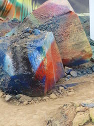 Closeup of painted rock